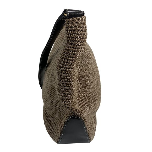 Beautiful The SAK Brown Nylon Crochet Slouchy Shoulder Bag Leather Strap/Trim - Picture 3 of 16